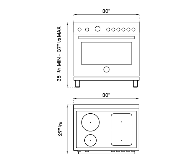 30 inch Induction Range, 4 Heating Zones, Electric SelfClean Oven